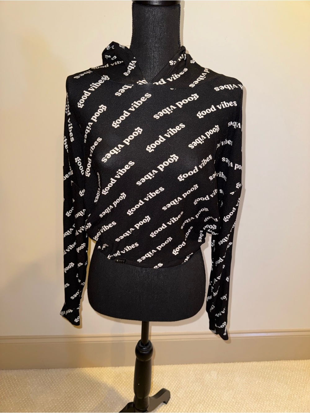 Streetwear Society Black Hoodie with White 'Good Vibes' Print